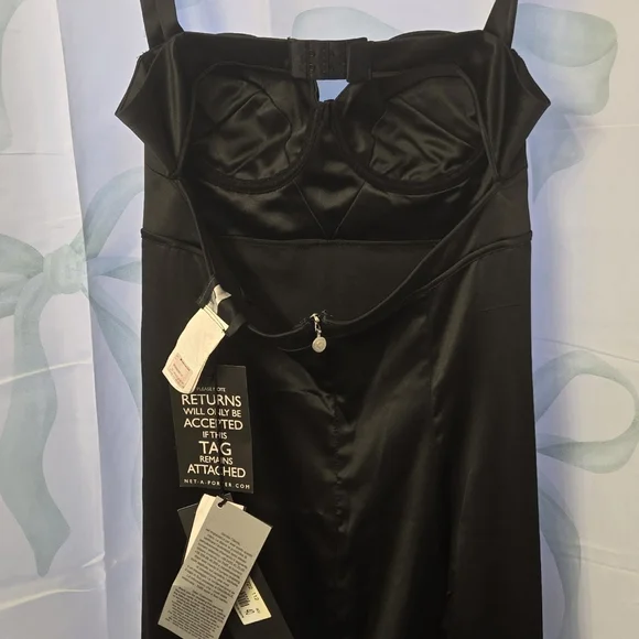 🔥NWT Roberto Cavalier Vintage Black Slinky Bustier Gown Maxi Dress 40 / 4 XS S - Picture 9 of 16